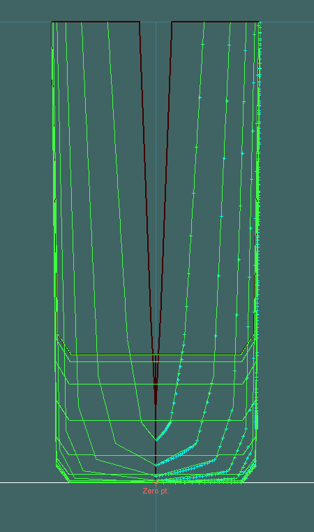 Diseño CAD de las cuadernas y líneas del casco de una embarcación desarrollada a medida.